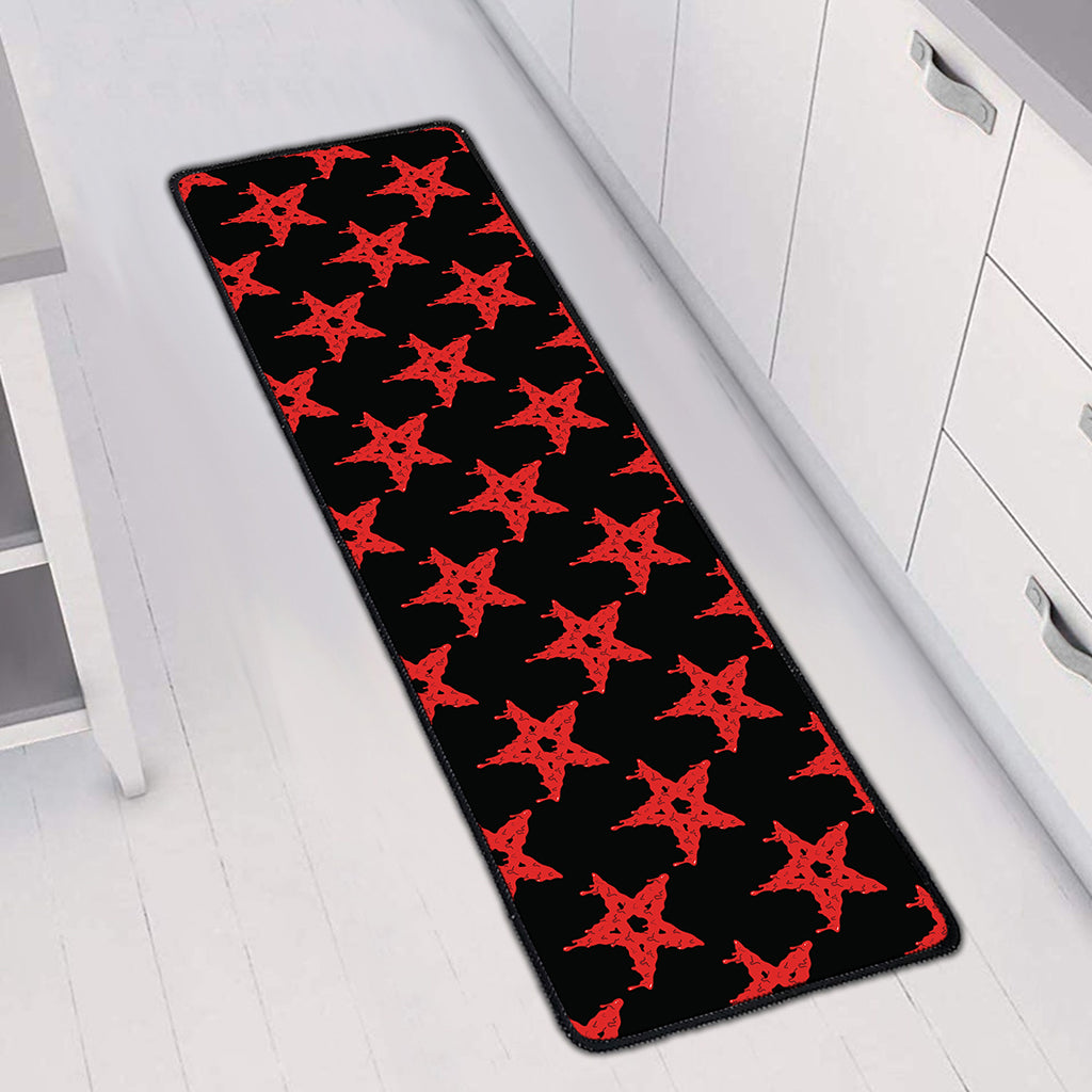 Bloody Satanic Pentagram Pattern Print Long Kitchen Mat