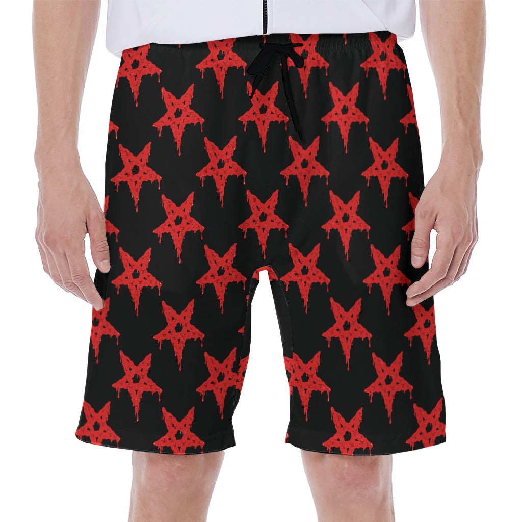 Bloody Satanic Pentagram Pattern Print Men's Beach Shorts