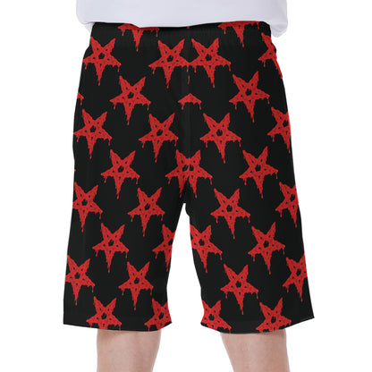 Bloody Satanic Pentagram Pattern Print Men's Beach Shorts