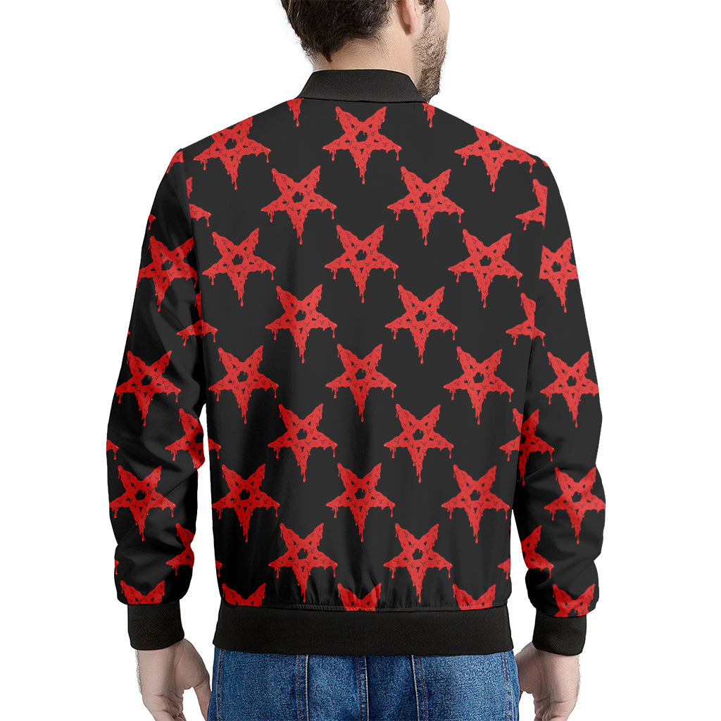 Bloody Satanic Pentagram Pattern Print Men's Bomber Jacket