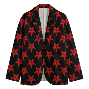 Bloody Satanic Pentagram Pattern Print Men's Cotton Blazer