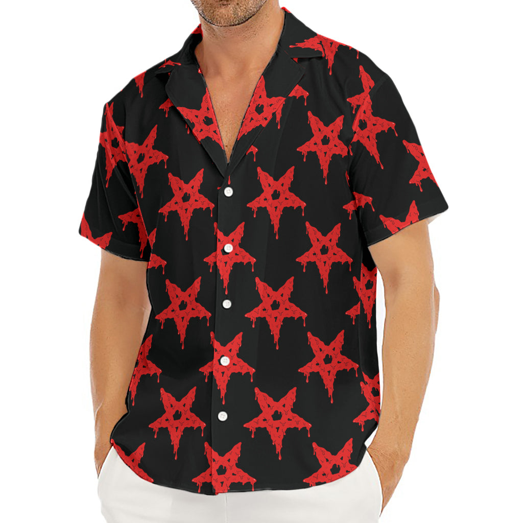 Bloody Satanic Pentagram Pattern Print Men's Deep V-Neck Shirt