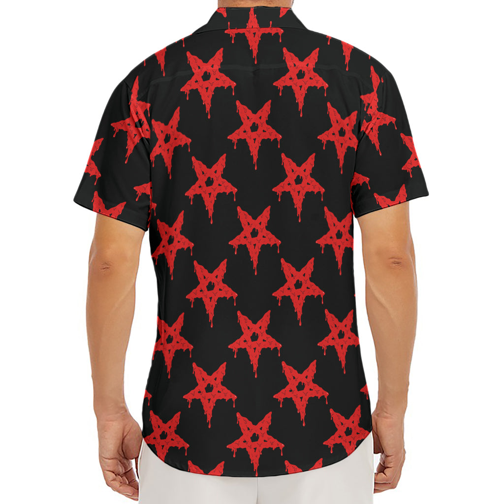 Bloody Satanic Pentagram Pattern Print Men's Deep V-Neck Shirt