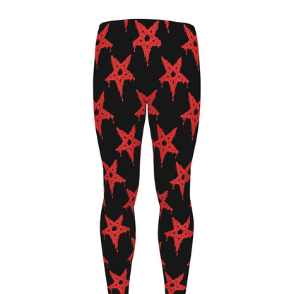 Bloody Satanic Pentagram Pattern Print Men's leggings