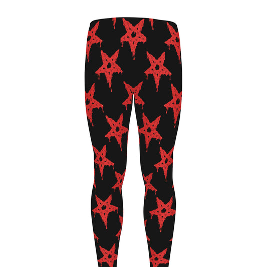 Bloody Satanic Pentagram Pattern Print Men's leggings