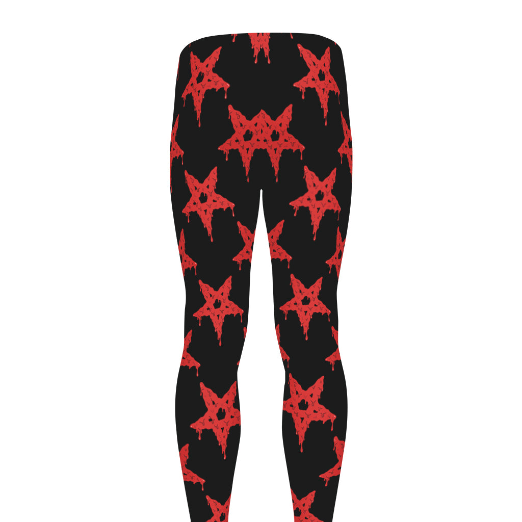 Bloody Satanic Pentagram Pattern Print Men's leggings