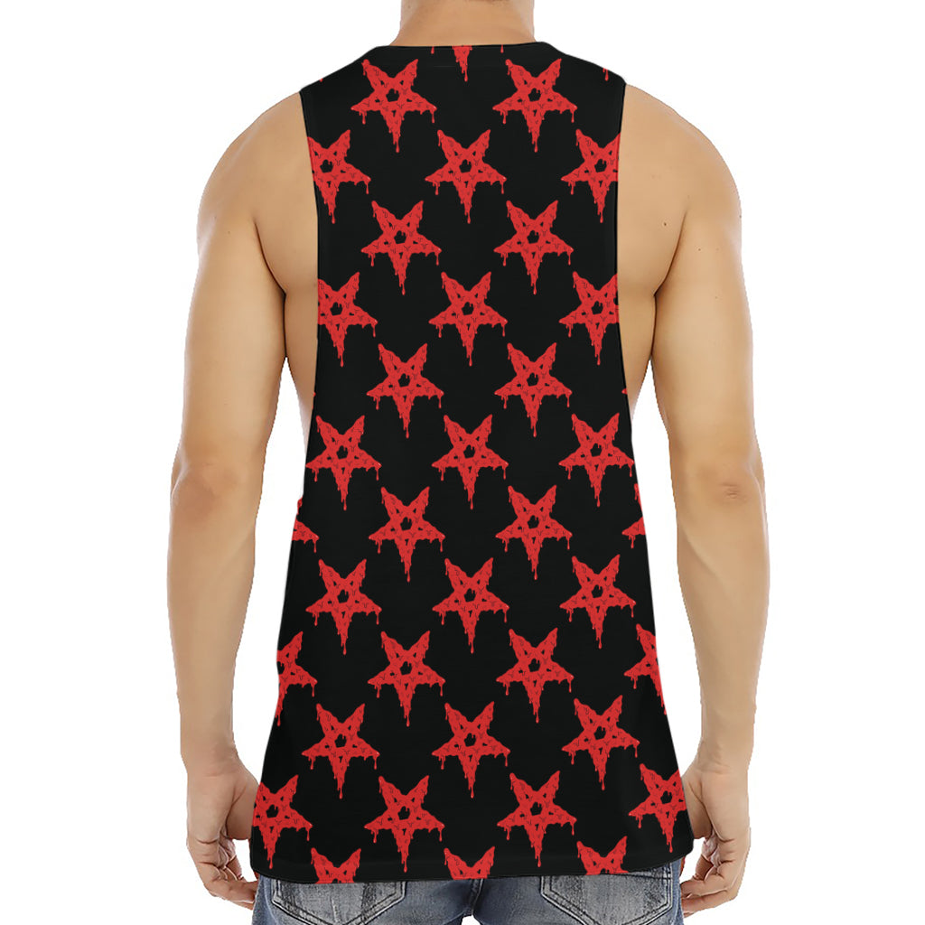 Bloody Satanic Pentagram Pattern Print Men's Muscle Tank Top