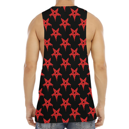 Bloody Satanic Pentagram Pattern Print Men's Muscle Tank Top