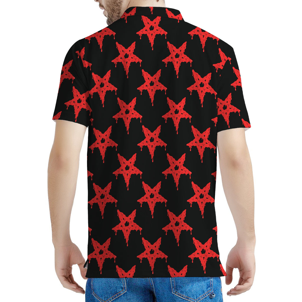 Bloody Satanic Pentagram Pattern Print Men's Polo Shirt