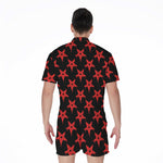 Bloody Satanic Pentagram Pattern Print Men's Rompers