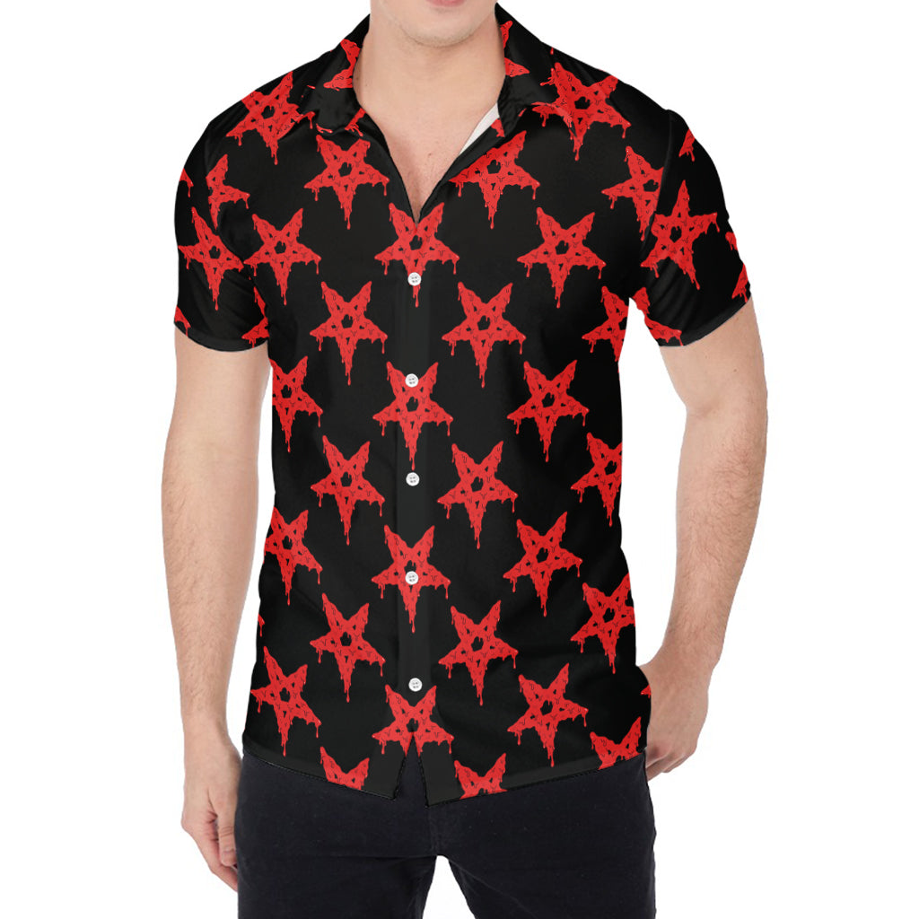 Bloody Satanic Pentagram Pattern Print Men's Shirt