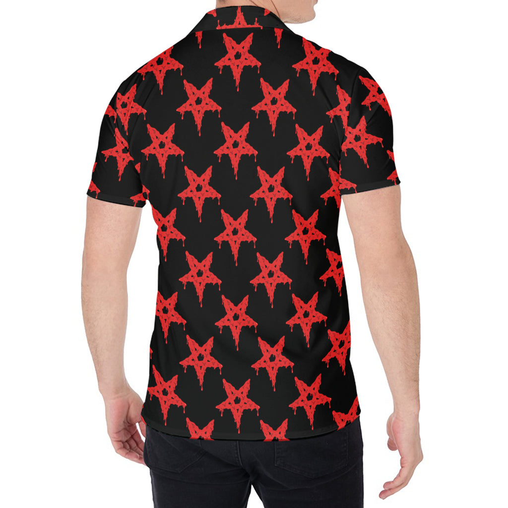 Bloody Satanic Pentagram Pattern Print Men's Shirt