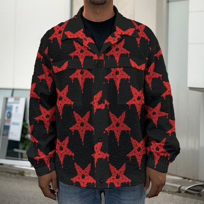 Bloody Satanic Pentagram Pattern Print Men's Shirt Jacket