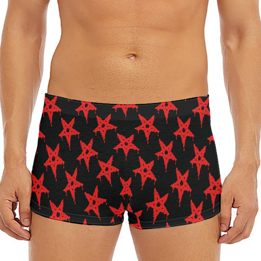 Bloody Satanic Pentagram Pattern Print Men's Short Boxer Briefs