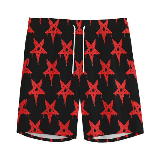 Bloody Satanic Pentagram Pattern Print Men's Sports Shorts
