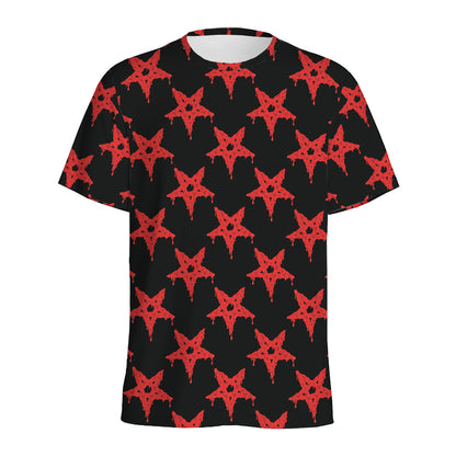 Bloody Satanic Pentagram Pattern Print Men's Sports T-Shirt