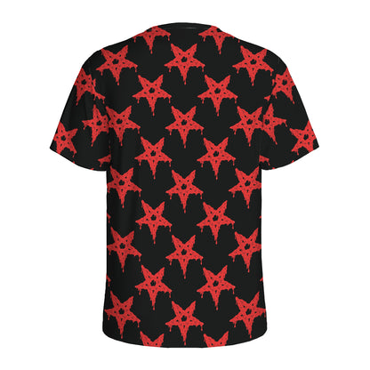 Bloody Satanic Pentagram Pattern Print Men's Sports T-Shirt