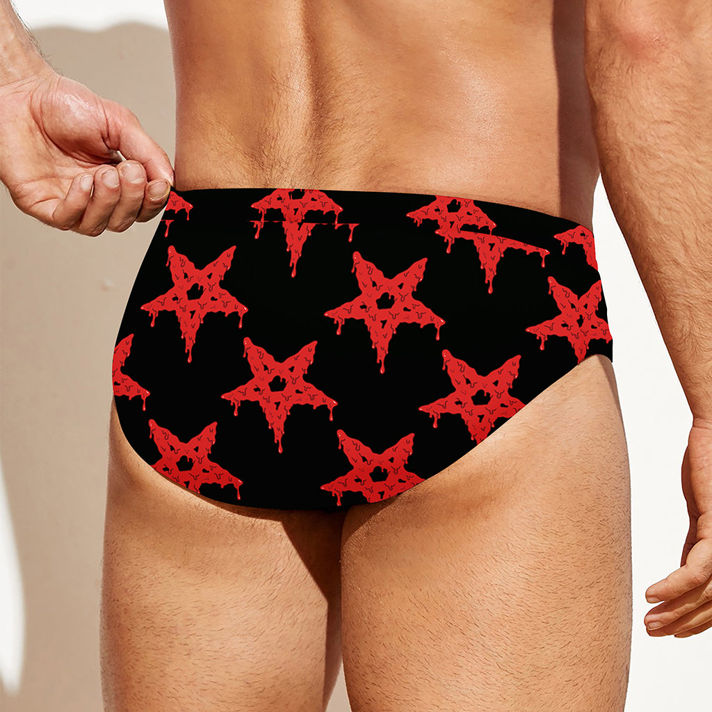 Bloody Satanic Pentagram Pattern Print Men's Swim Briefs