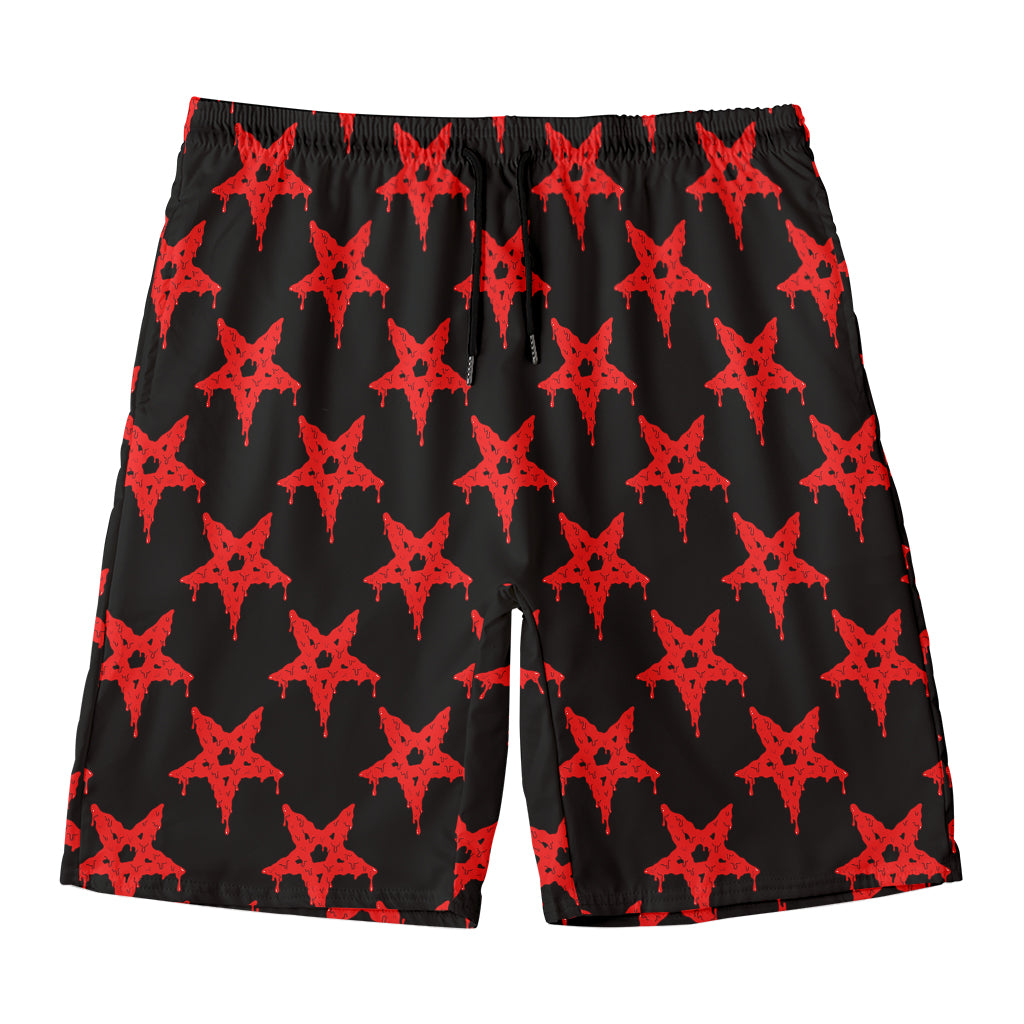 Bloody Satanic Pentagram Pattern Print Men's Swim Trunks
