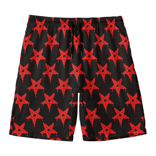 Bloody Satanic Pentagram Pattern Print Men's Swim Trunks