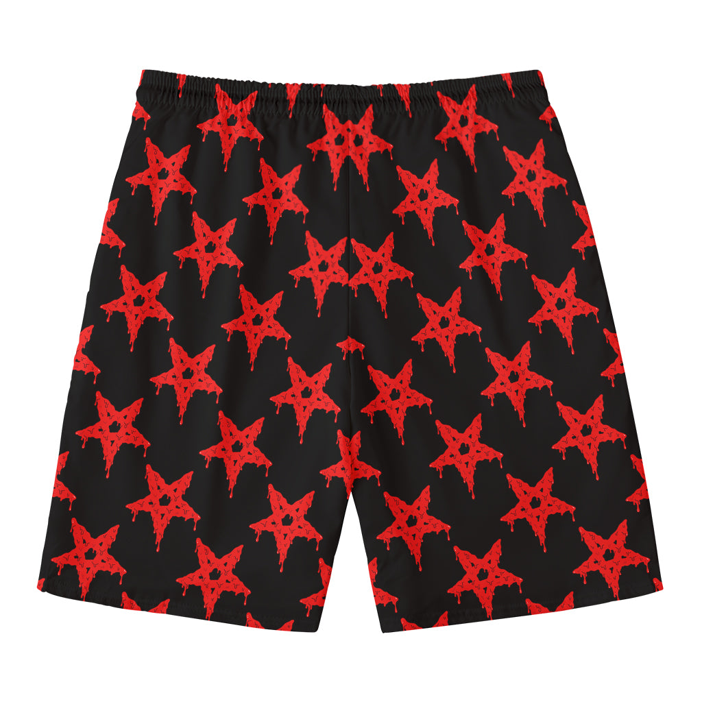 Bloody Satanic Pentagram Pattern Print Men's Swim Trunks