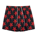 Bloody Satanic Pentagram Pattern Print Mesh Shorts