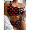 Bloody Satanic Pentagram Pattern Print One Shoulder Bikini Top