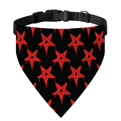 Bloody Satanic Pentagram Pattern Print Over The Collar Dog Bandana