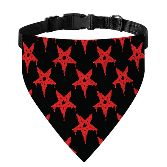 Bloody Satanic Pentagram Pattern Print Over The Collar Dog Bandana