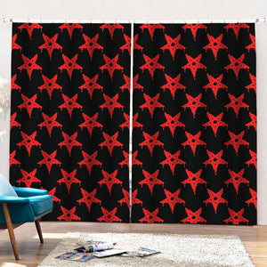 Bloody Satanic Pentagram Pattern Print Pencil Pleat Curtains