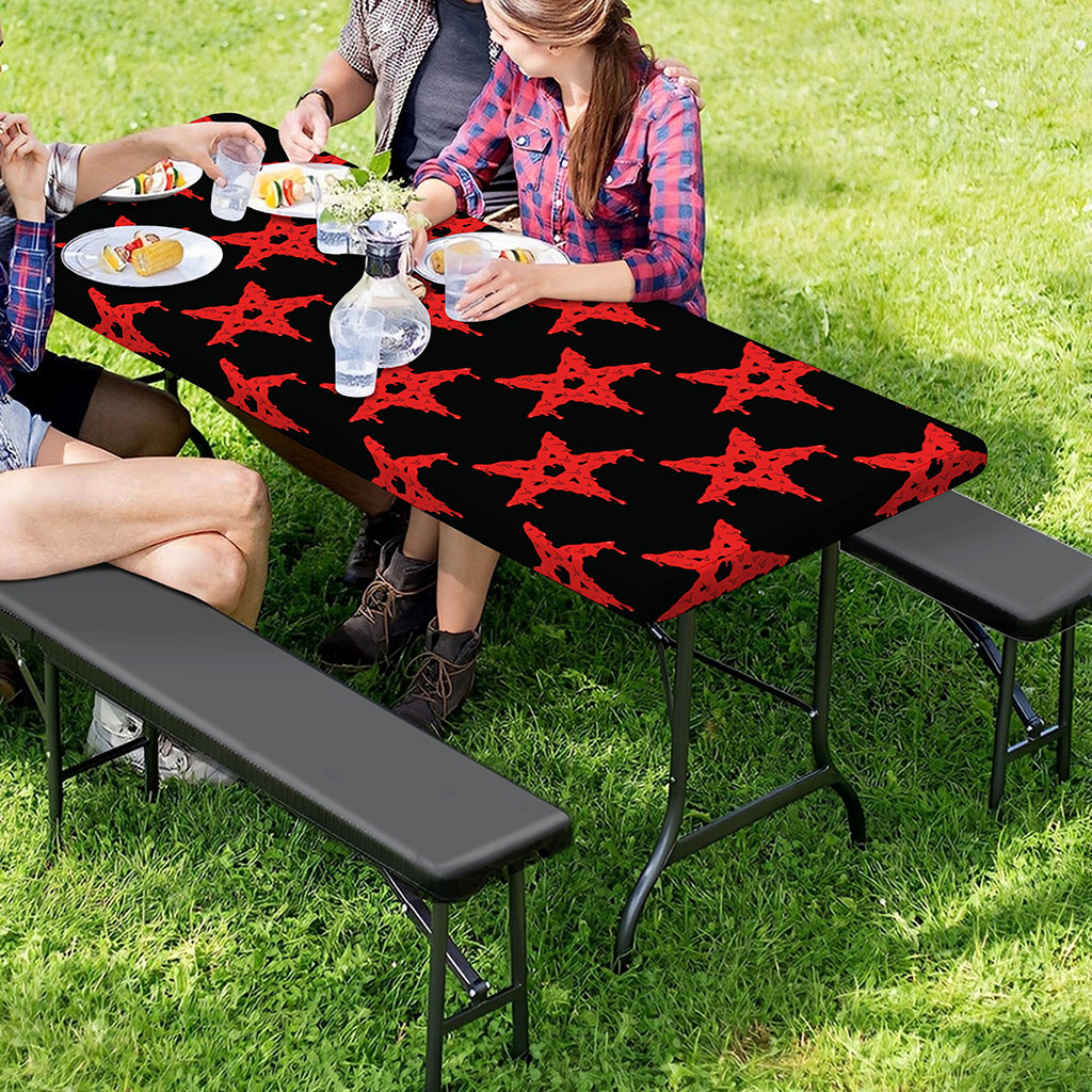 Bloody Satanic Pentagram Pattern Print Picnic Table Cover