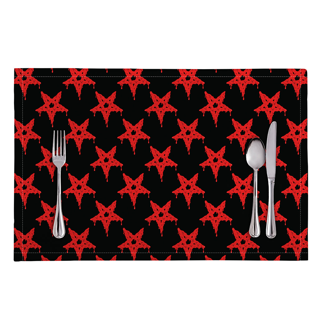 Bloody Satanic Pentagram Pattern Print Placemat