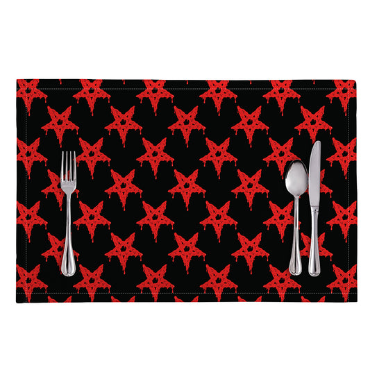 Bloody Satanic Pentagram Pattern Print Placemat