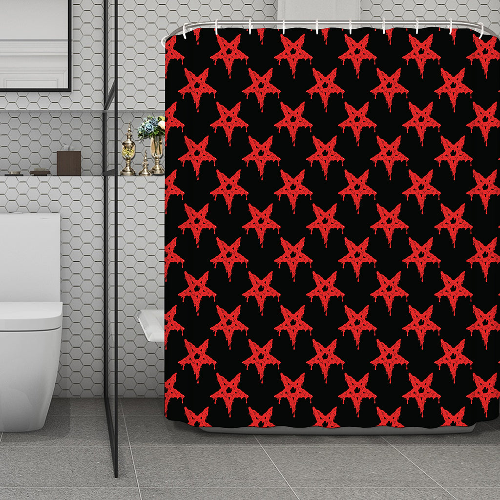 Bloody Satanic Pentagram Pattern Print Polyester Shower Curtain
