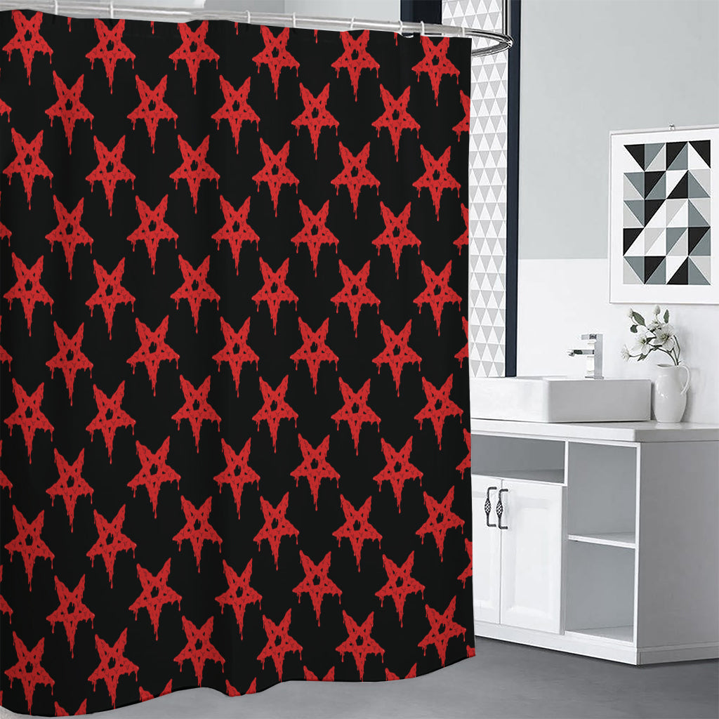 Bloody Satanic Pentagram Pattern Print Premium Shower Curtain