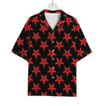 Bloody Satanic Pentagram Pattern Print Rayon Hawaiian Shirt