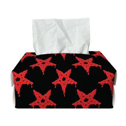 Bloody Satanic Pentagram Pattern Print Rectangle Tissue Box Cover