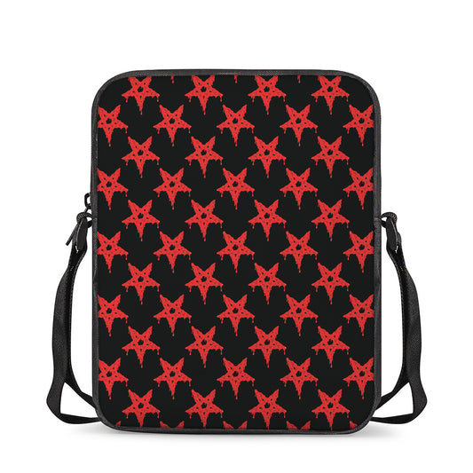 Bloody Satanic Pentagram Pattern Print Rectangular Crossbody Bag