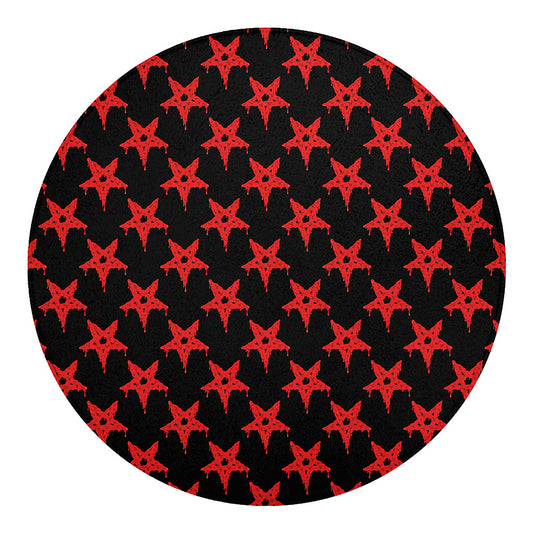 Bloody Satanic Pentagram Pattern Print Round Blanket
