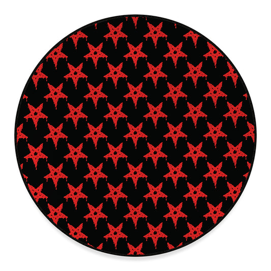 Bloody Satanic Pentagram Pattern Print Round Floor Mat
