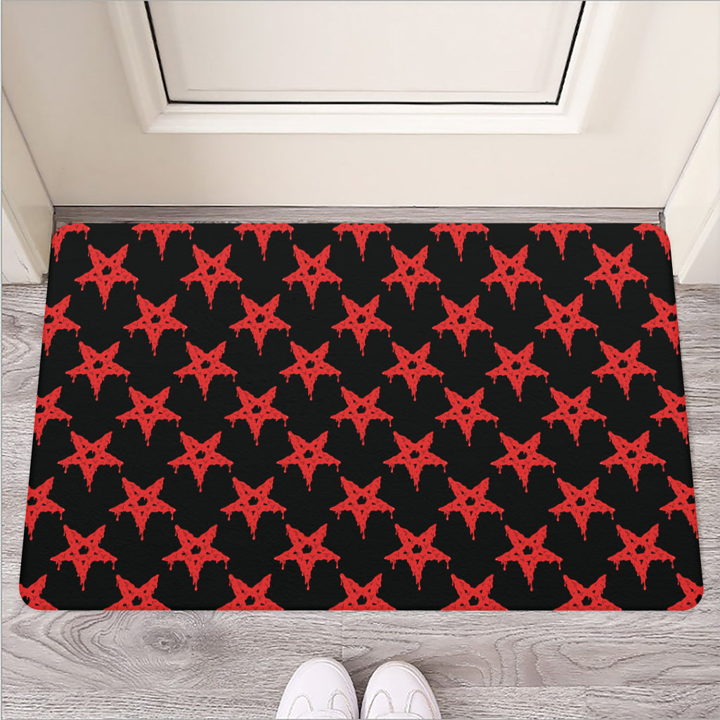 Bloody Satanic Pentagram Pattern Print Rubber Doormat