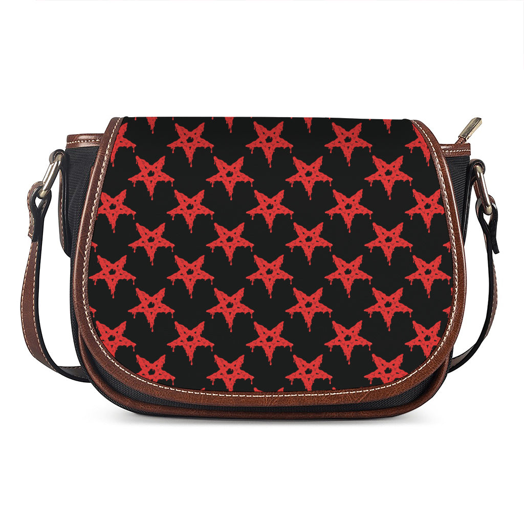 Bloody Satanic Pentagram Pattern Print Saddle Bag