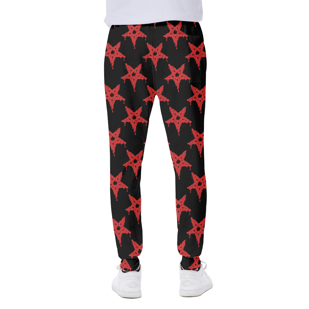 Bloody Satanic Pentagram Pattern Print Scuba Joggers