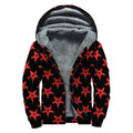 Bloody Satanic Pentagram Pattern Print Sherpa Lined Zip Up Hoodie