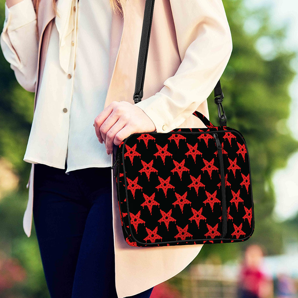 Bloody Satanic Pentagram Pattern Print Shoulder Strap Bible Bag