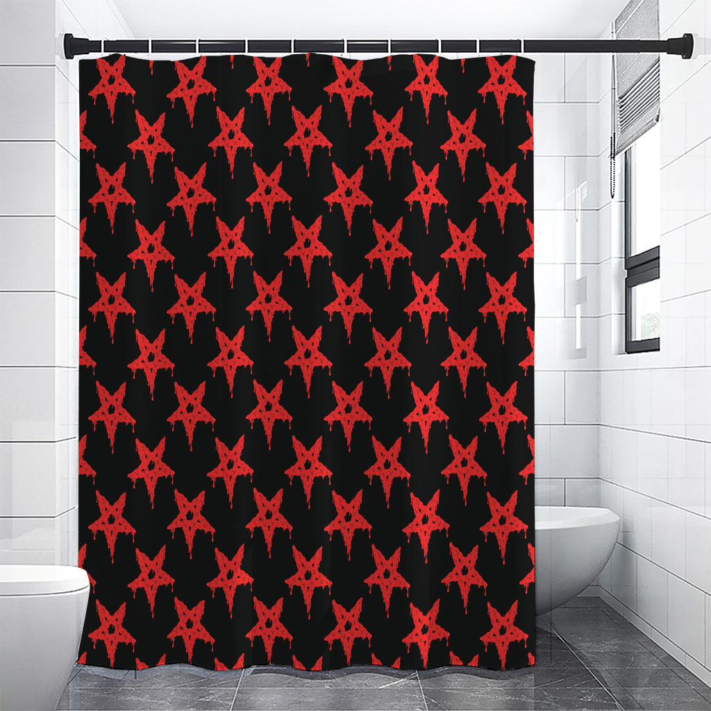 Bloody Satanic Pentagram Pattern Print Shower Curtain