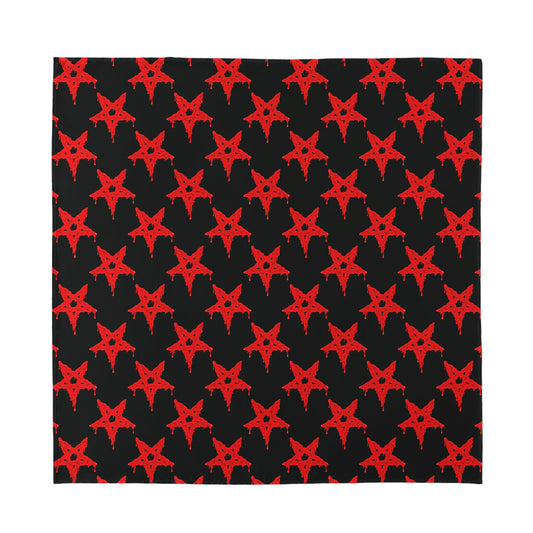 Bloody Satanic Pentagram Pattern Print Silk Bandana