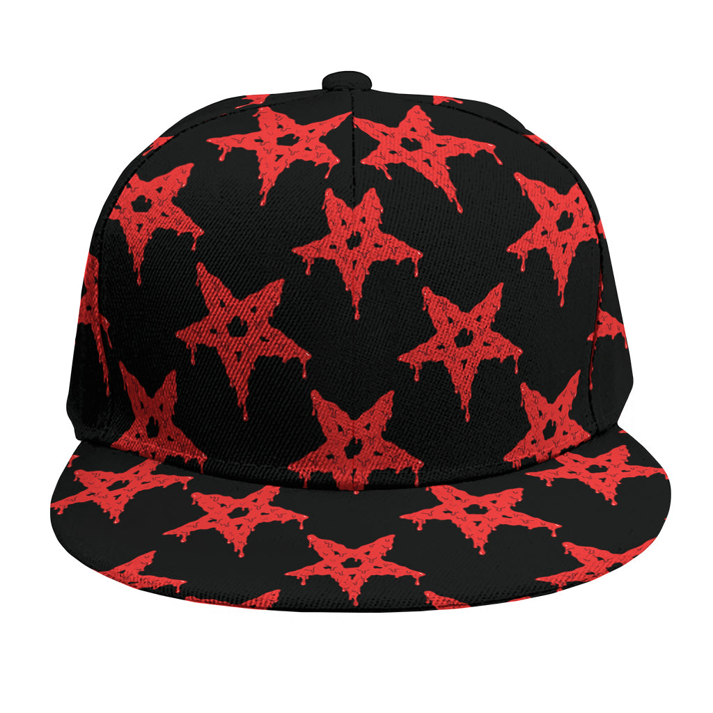 Bloody Satanic Pentagram Pattern Print Snapback Cap