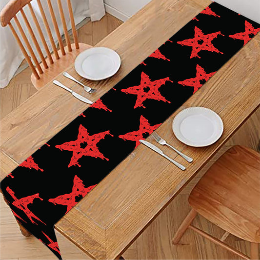 Bloody Satanic Pentagram Pattern Print Table Runner