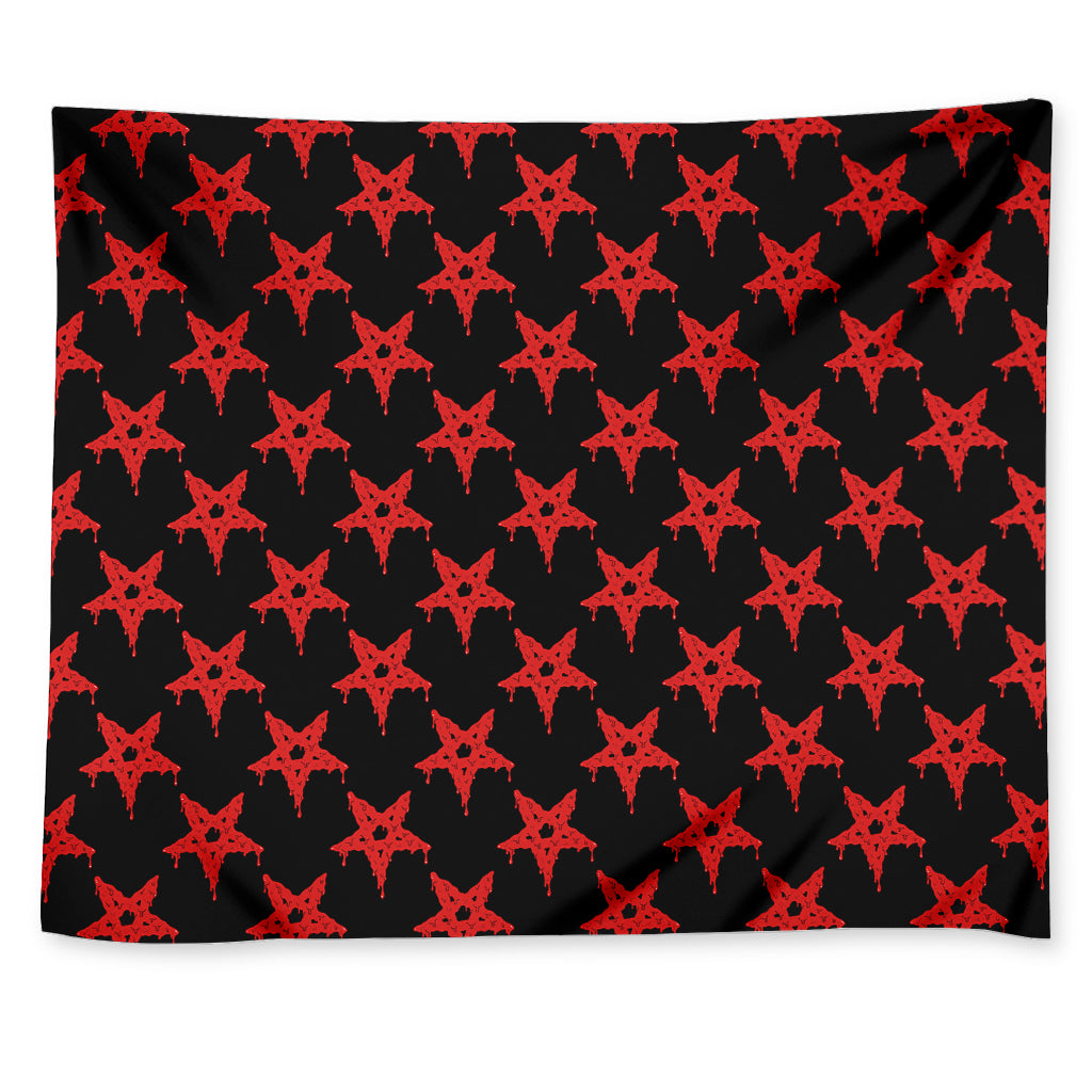 Bloody Satanic Pentagram Pattern Print Tapestry